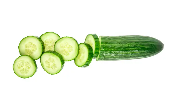 Sliced fresh cucumber isolated on white — Stock Photo, Image