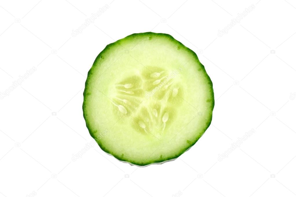 Fresh cucumber slice isolated on white