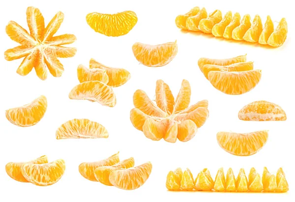 Collectie van vers mandarijnen geïsoleerd op wit — Stockfoto