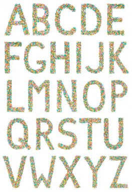 İngiliz alfabesinde geçerli olan harfleri ve sembolleri küçük şeker yapılan