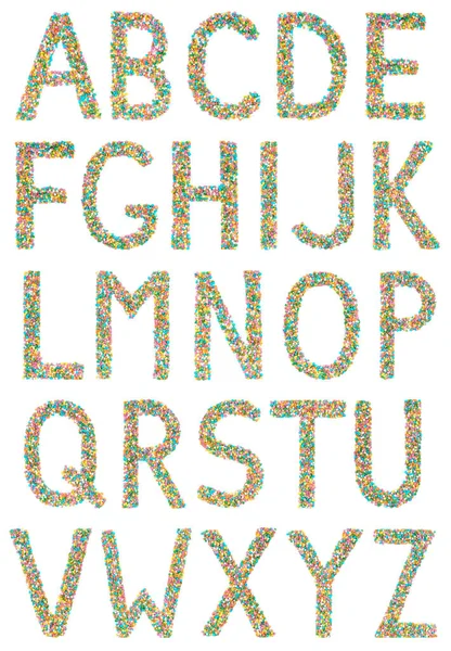 İngiliz alfabesinde geçerli olan harfleri ve sembolleri küçük şeker yapılan