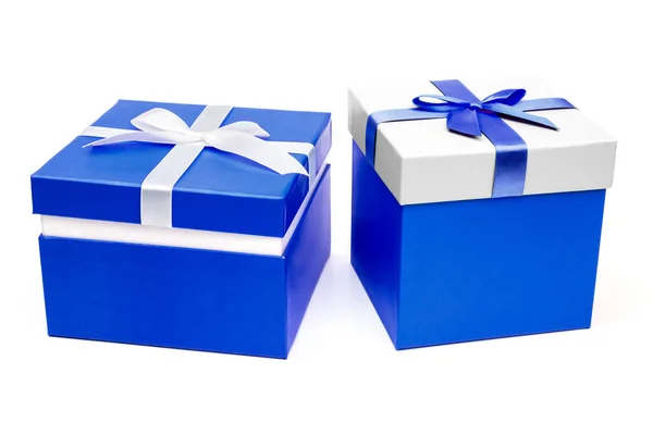 Two gift boxes with ribbon bow. Holiday present — Stock Photo, Image