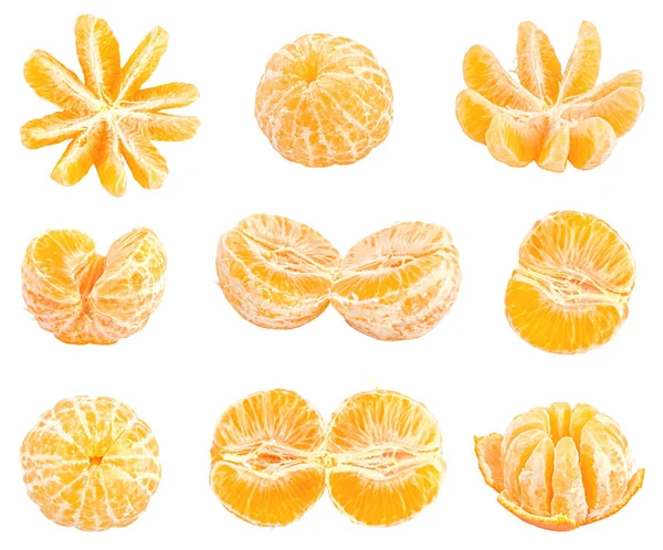 Colección de mandarinas frescas aisladas en blanco — Foto de Stock