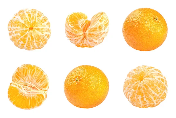 Collection of fresh mandarins isolated on white — Stock Photo, Image