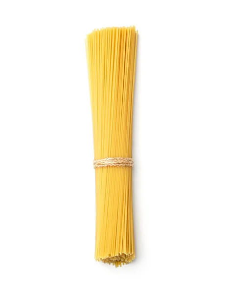 Spaghetti na białym tle. Widok z góry — Zdjęcie stockowe