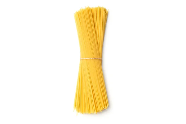 Spaghetti na białym tle. Widok z góry — Zdjęcie stockowe