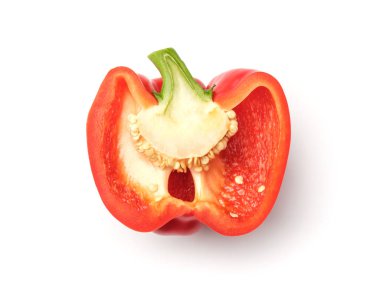 Dilimlenmiş dolma biber beyaz arkaplanda izole edilmiş