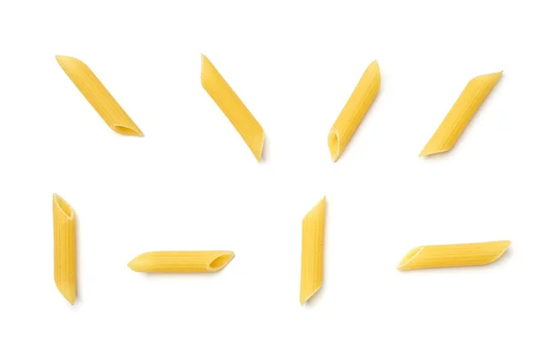 Penne Rigate Pasta Isoliert Auf Weißem Hintergrund Ansicht Von Oben — Stockfoto
