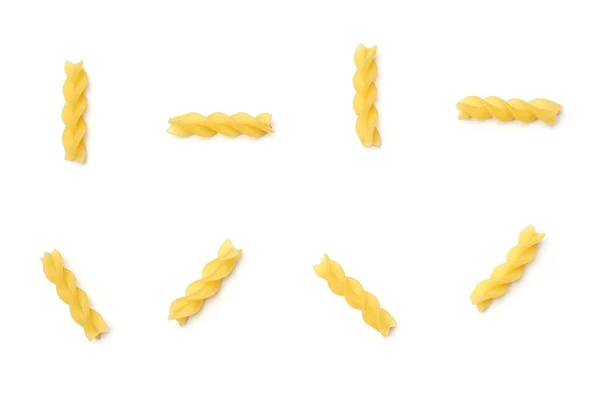 Fusilli Pasta Isoliert Auf Weißem Hintergrund Ansicht Von Oben — Stockfoto