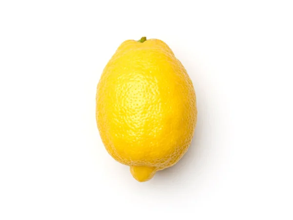 一个柠檬在白色背景上被分离出来 顶部视图 — 图库照片