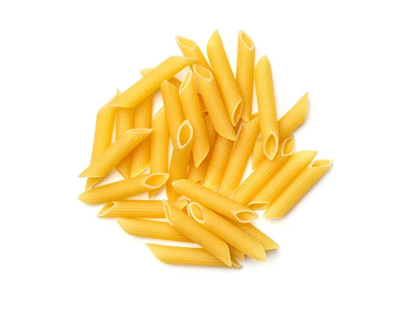 Penne Rigate Pasta Geïsoleerd Witte Achtergrond Bovenaanzicht — Stockfoto