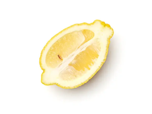 レモンの半分は白地に隔離されている トップ表示 — ストック写真