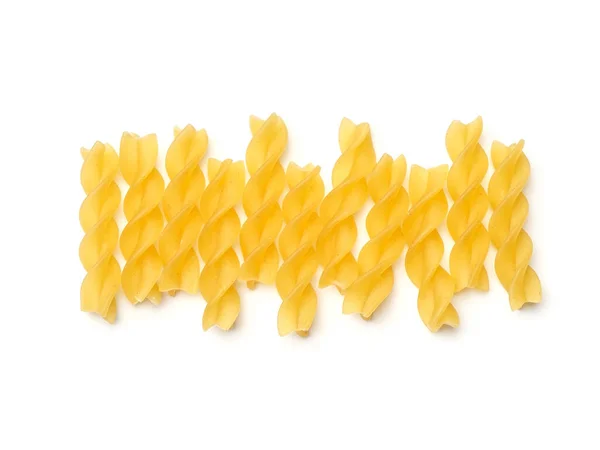 Fusilli Pasta Isoliert Auf Weißem Hintergrund Ansicht Von Oben — Stockfoto