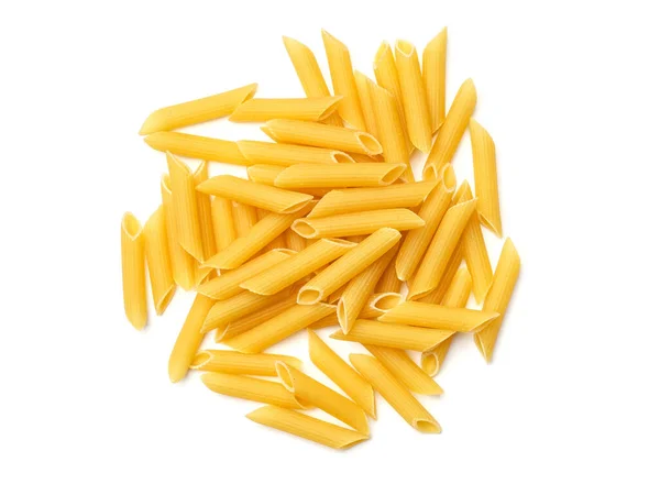 Penne Rigate Pasta Aislada Sobre Fondo Blanco Vista Superior — Foto de Stock