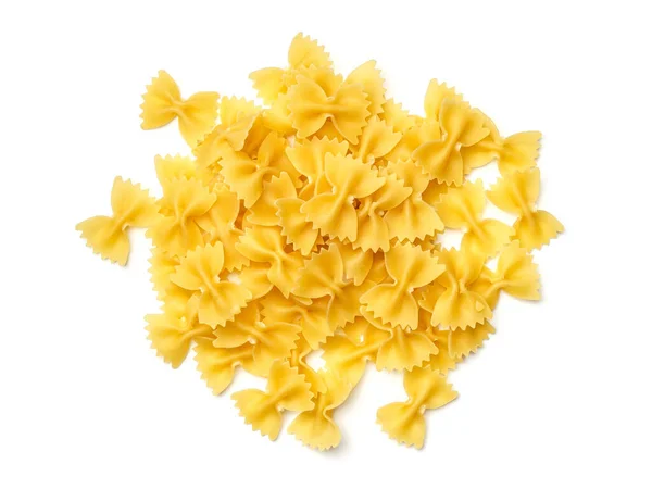 Pastas Farfalle Aisladas Sobre Fondo Blanco Vista Superior — Foto de Stock