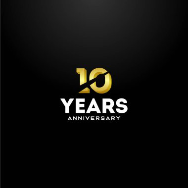 10 Yıl Yıldönümü Altın Sayı Vektör Tasarımı