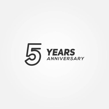 5 Yıl Yıldönümü Siyah Hat Vektör Tasarımı