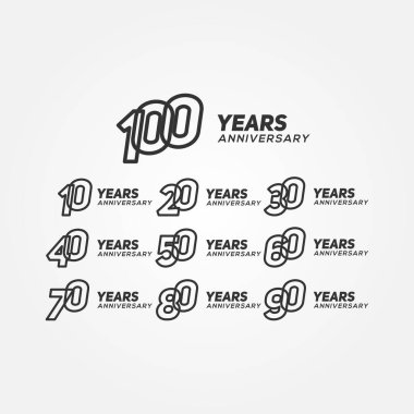 Yıldönümü Siyah Çizgisi Vektör Tasarımı Ayarla