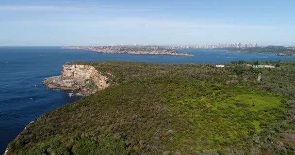シドニーノースヘッド砂岩高原の緑の保護区と公園でのウォーキングトラック — ストック動画