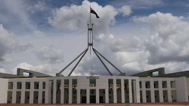 Façade Entrée Parlement Fédéral Ouvertes Public Dans Capitale Nationale Australienne — Video