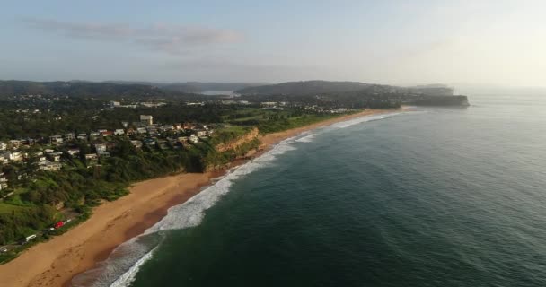 Scenisk Kust Sydney Norra Stränder Vid Soluppgången Antenn Utsikt Från — Stockvideo