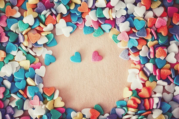 Barevné konfety bonbony srdce — Stock fotografie