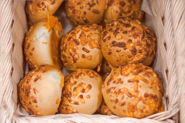Round fresh cheese buns — Stock Photo, Image