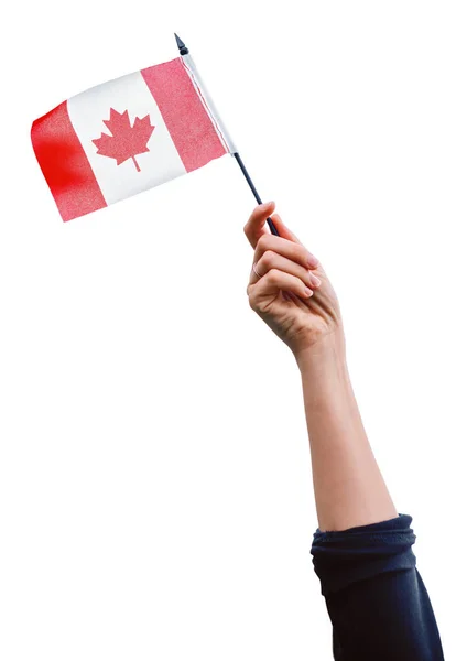 Kvinna hand waving Kanadas flagga — Stockfoto