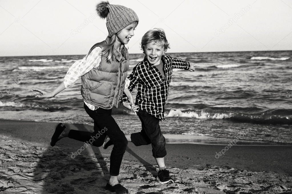 Children playing on beach 