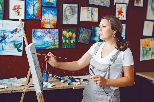 female artist in art studio