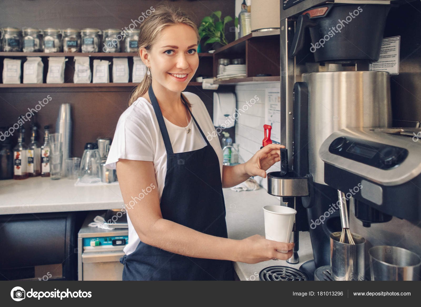 Professional Coffee Machine Used In Coffee Industry Stock Photo