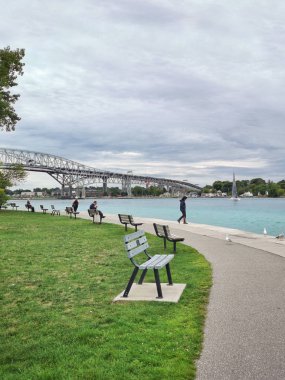 Sarnia, Ontario, Kanada - 1 Eylül 2019: Mavi Su Köprüsü
