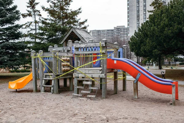 Toronto Ontário Canadá Março 2020 Parque Infantil Livre Fechado Crianças — Fotografia de Stock