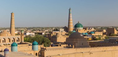 Ichon-Qala, Hiva, Özbekistan'ın eski şehir görünümünü.