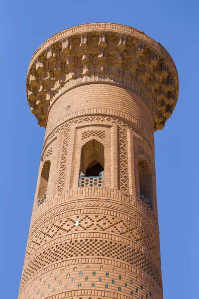 Sayid Niaz Sheliker Minaret, in Khiva,  Uzbekistan.
