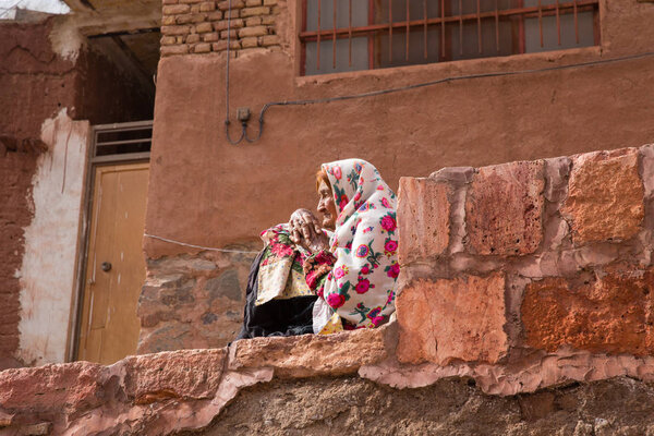 Elderly woman in Abyaneh, near Kashan, Iran