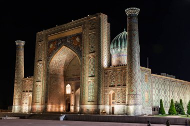 View of Sher-Dor Madrasah in Samarkand, Uzbekistan clipart