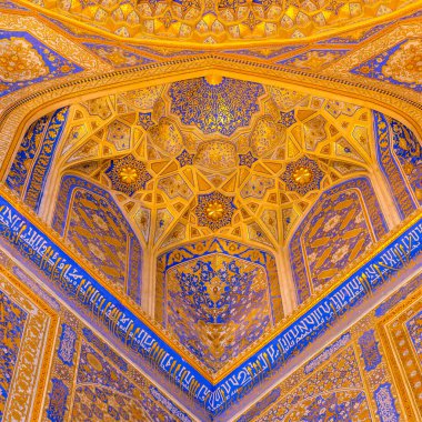 Tilya Kori medrese, Samarkand, Uzbekista altın Mozaik