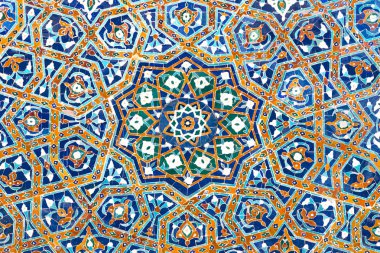 Mosaic in Ulugh Beg Madrasah in Samarkand, Uzbekistan clipart