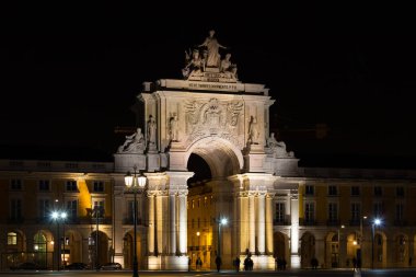 Ticaret kare gece, Praça commercio Lizbon, Portekiz