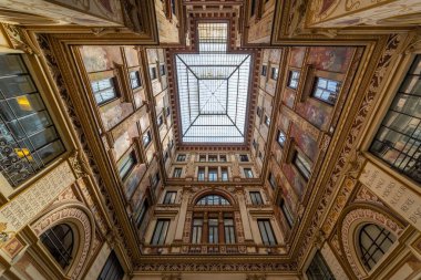 ROME, ITALY - AUGUST 14, 2019: Galleria Sciarra, built between 1885 and 1888 as a courtyard for the Palazzo Sciarra Colonna, in Rome, Italy