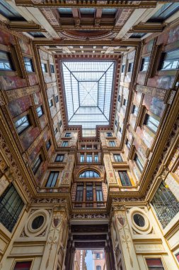 ROME, ITALY - AUGUST 14, 2019: Galleria Sciarra, built between 1885 and 1888 as a courtyard for the Palazzo Sciarra Colonna, in Rome, Italy