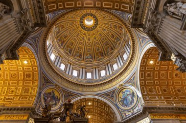 ROME, ITALY - AUGUST 12, 2019: Dome of St. Peter's Basilica, Rome, Italy