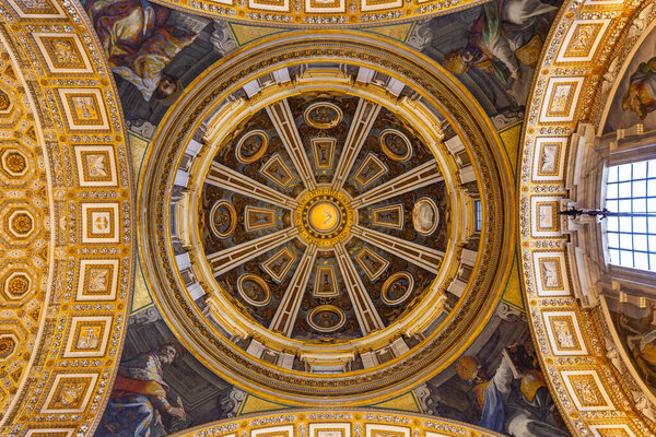 ROME, ITALY - AUGUST 12, 2019: Dome of St. Peter's Basilica, Rome, Italy