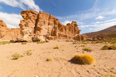 Bolivya 'nın güneyindeki Valle de Rocas ya da Taş Vadisi' ndeki turuncu renkli kaya ve kayalar eritilmiş ve tuhaf şekillerde oluşmuştur.