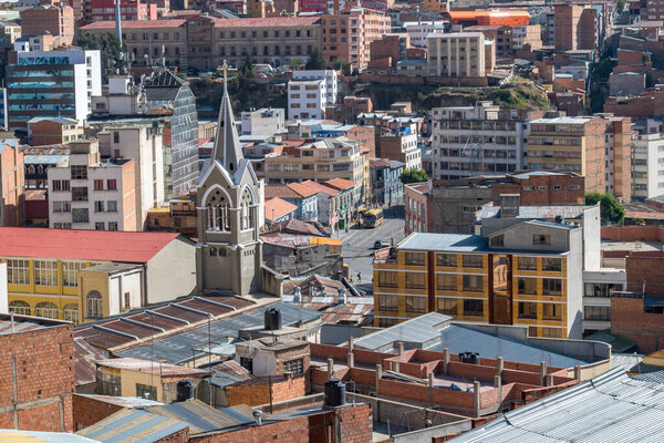 Panoramic view of La Paz, in Bolivia. La Paz is the highest capital in the world.