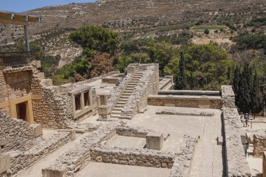 Knossos Sarayı. Knosos ünlü Minos palace antik kalıntıları detayını. Crete island, Yunanistan.