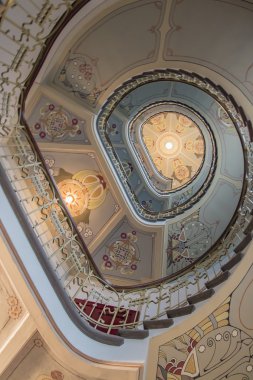 Riga, Letonya, 16-Ekim-2016: döner merdiven yapı ve Art Nouveau tarzında yer alan Alberta Street, Riga, Letonya 12.