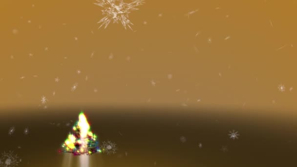 成長するクリスマス ツリーと雪のブリザード. — ストック動画
