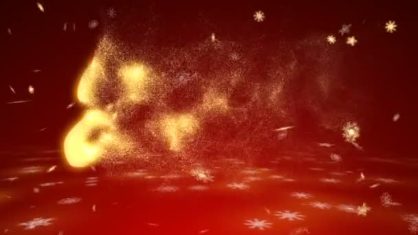 Neujahr 2017 aus Schneeflocken auf rotem Hintergrund. — Stockvideo
